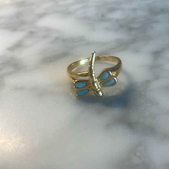 Larimar butterfly 🦋 ring 18kt over sterling silver ring in size 7 - Picture 2 of 8